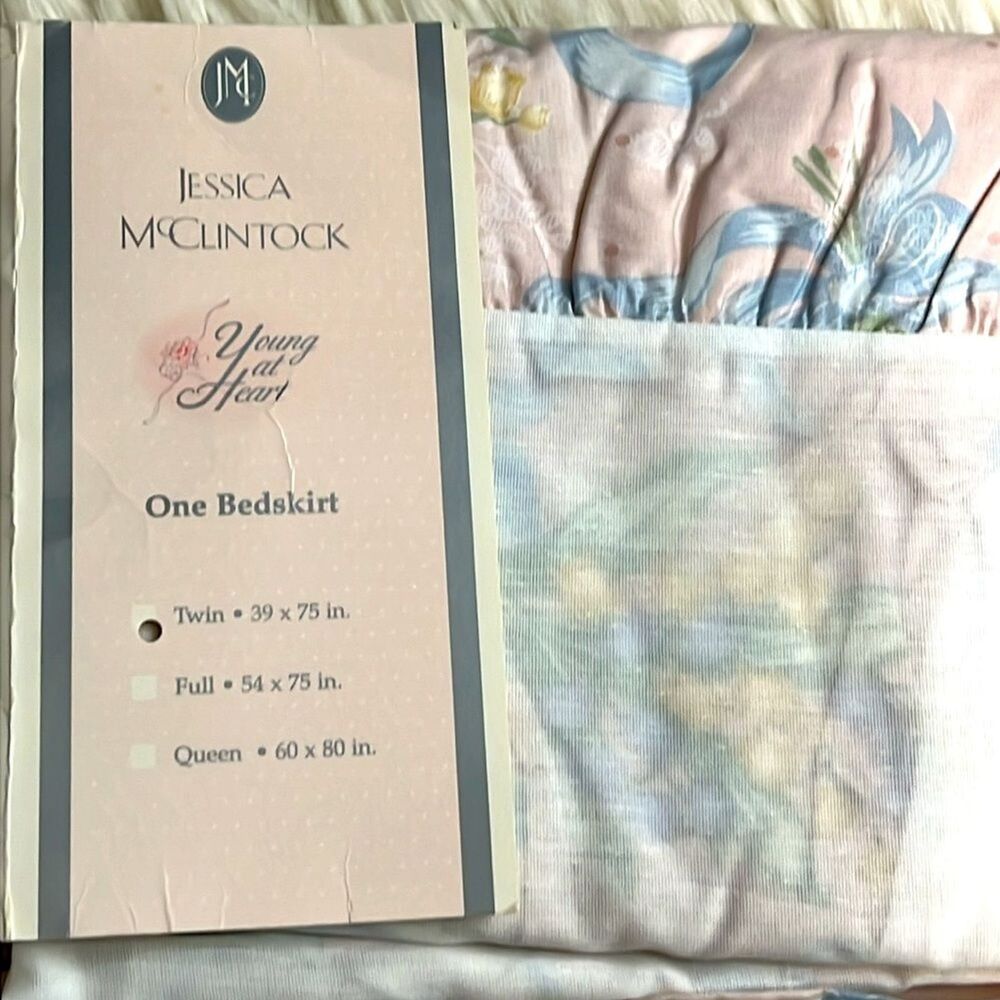 VTG Jessica McClintock Twin Bed Skirt Romantic Cottage Shabby Chic Floral Pink